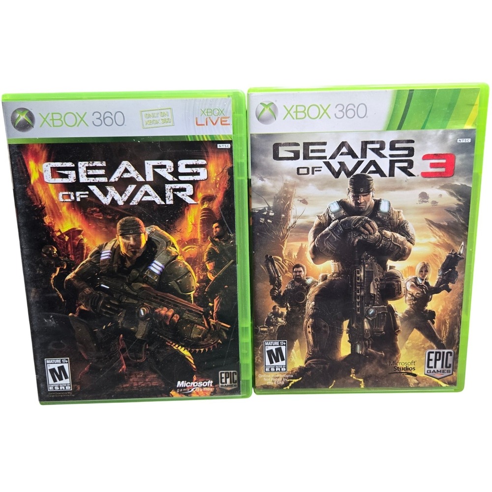 Gears of War 1 & 3 Microsoft Xbox 360 Video Game Lot CIB Complete Manuals Tested
